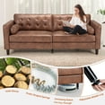 thumbnail image 6 of AECOJOY Leather Couch Sofa 84.2" Mid-Century Sectional Sofa 3 Seater Office Sofa on Clearance,Saddle Brown, 6 of 9