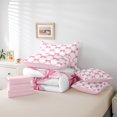 thumbnail image 5 of Manfei Kawaii Bowknot Kids Bedding Comforter Set 7-Piece, Cartoon Pink Ribbon King Bedding Sets, Princess Theme Reversible Bed Sheets, Lightweight Room Decor, 5 of 7