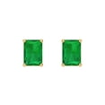 thumbnail image 3 of 1 ct Screw-Back Stud Earrings for Women | 6x4mm Emerald Cut Simulated Emerald | 18K Yellow Gold, 3 of 5