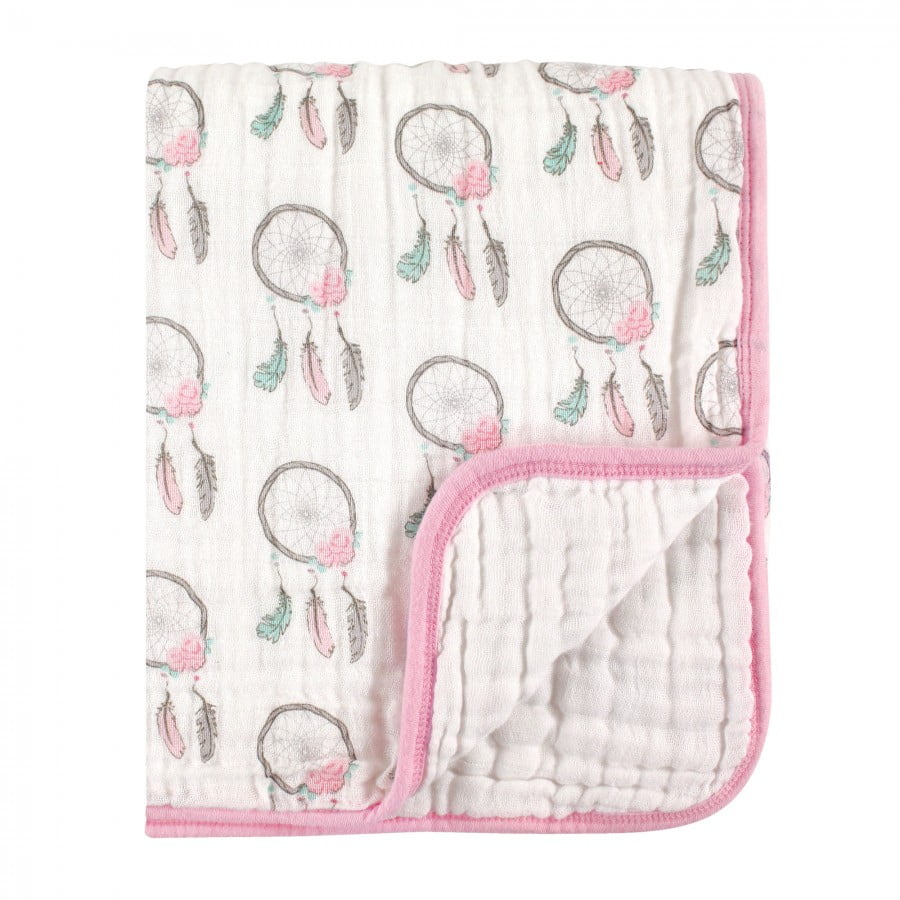Sterling Starshine/French Dots Cuddle and Dream SwaddleDesigns 4-Layer Muslin Luxe Blanket