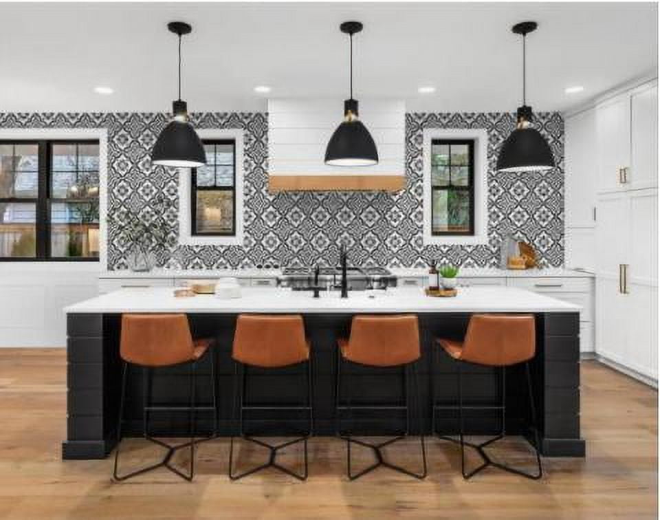 Wallquest, Inc. Luxe Haven Porto Tile Peel and Stick Wallpaper Onyx