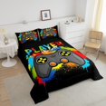 Teens Boys Gamer Comforter Set Black Gaming Bedding Set Full Size Video