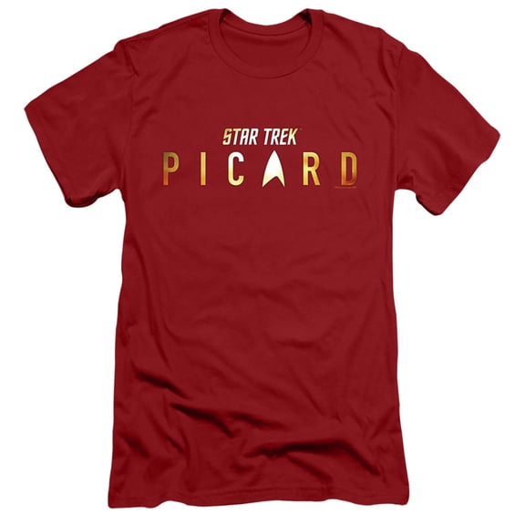 Star Trek Picard Picard Logo Rendered Adult 30/1 T-Shirt Cardinal