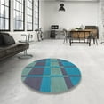 thumbnail image 3 of Ahgly Company Indoor Square Patterned Purple Navy Blue Area Rugs, 5' Square, 3 of 6