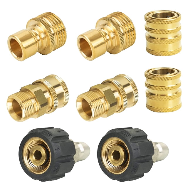 Xiny Tool Pressure Washer Adapter Set, Quick Disconnect Kit With M22 Metric Male Thread Quick Connector, M22 Swivel to 3/8'' Quick Connect, 3/4" to Quick Release, 8 pack