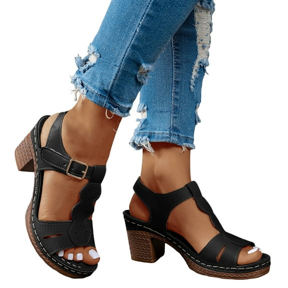 Platform Heeled Dressy Sandals for Women 2025 Fashion Leather Open Toe High Heels Dress Sandals