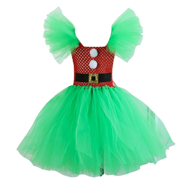 PMVFHDE Robes Filles Enfant Filles Robe de Concours Noël Fête Point Mignonne Robe Robes Bandeau Ensemble Vert Clair,4-5 Ans