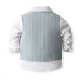 thumbnail image 3 of ETHAN 4 Piece Toddler Boy Clothes Suit Gentleman Wedding Outfits Dusty Blue 12-18 Months, 3 of 7