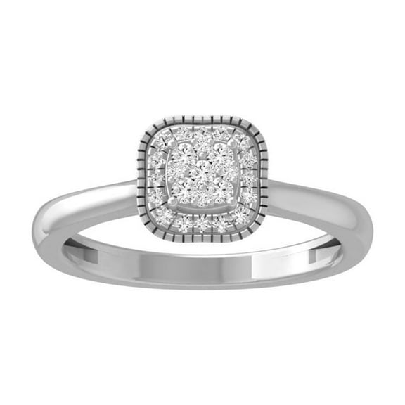 ARAIYA FINE JEWELRY 10K White Gold Cluster Diamond Engagement Ring (1/4 cttw, I-J Color, I2-I3 Clarity) Size 7.5