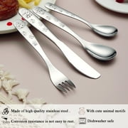 ReaNea Toddler Utensils Stainless Steel Kids Silverware Set Toddler Forks, Baby Spoons and Knife 4 Pieces