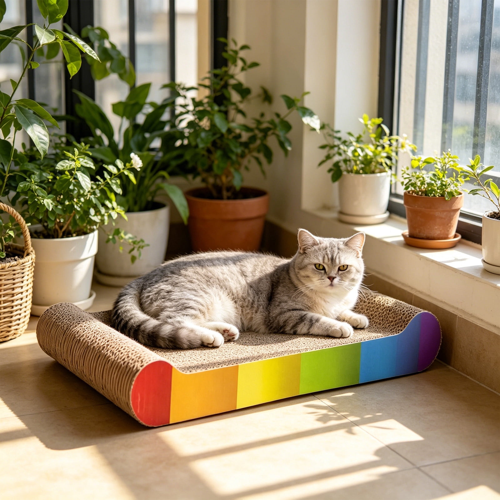 Cat Scratcher Board Corrugated Paper Kitty Scratch Pad Wear Resistant No Shedding Claw Grinding Board with Sealed Edge for Indoor Cats Furniture Protection
