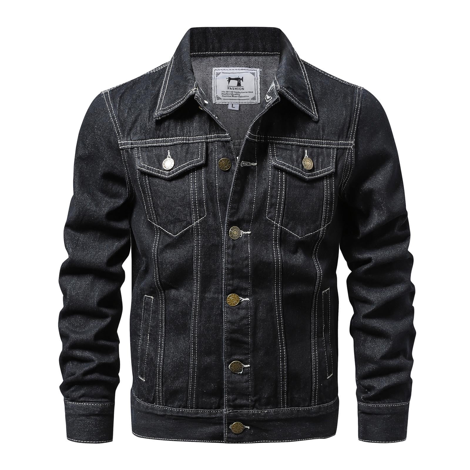 Men's Western Style Lined Denim Jacket for Spring and Autumn