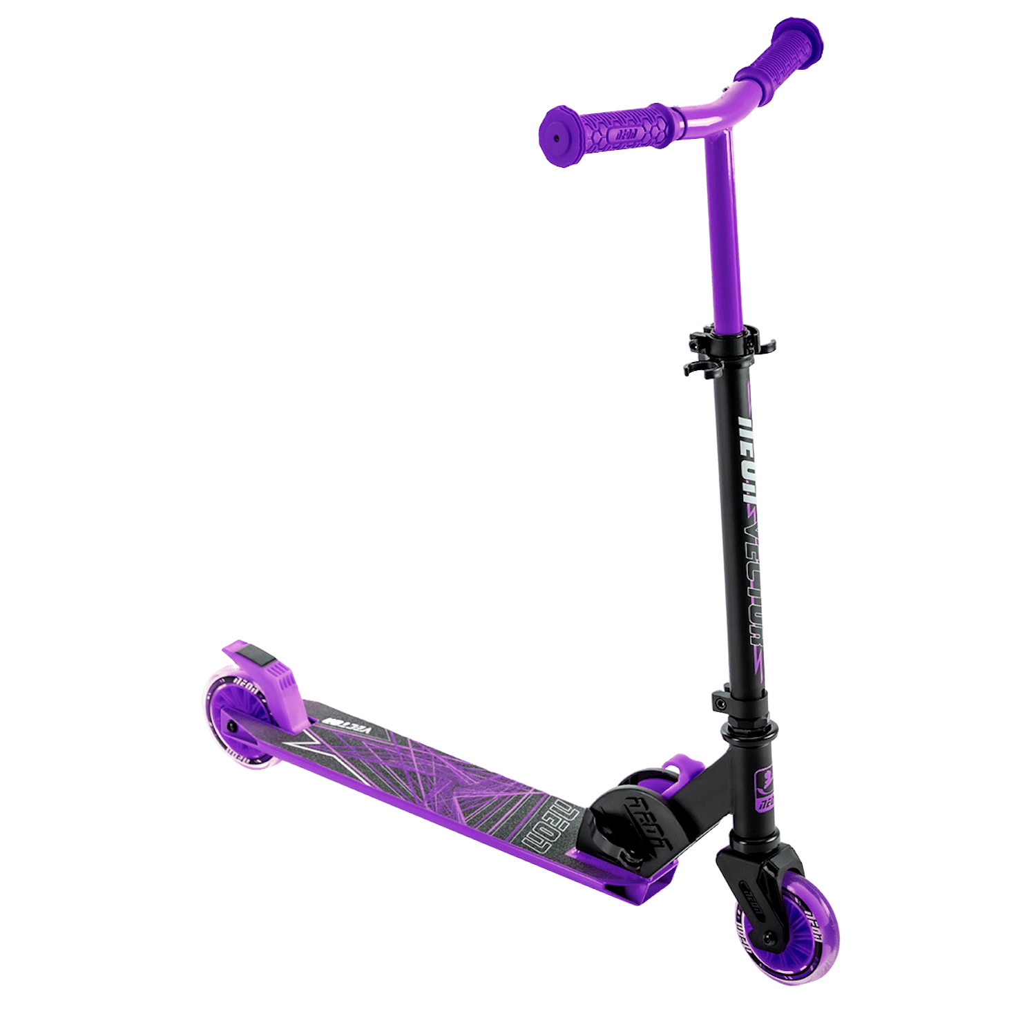 NEON Vector Folding Kick Scooter with Light up wheels Purple for kids