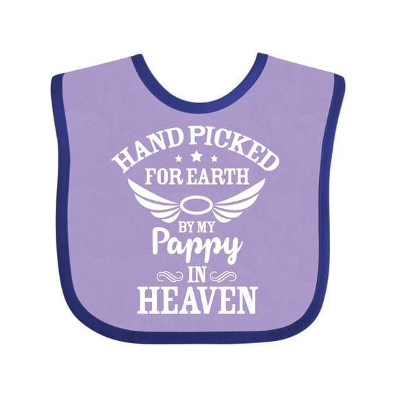 Inktastic Handpicked for Earth by My Pappy in Heaven with Angel Wings Boys or Girls Baby Bib