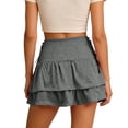 thumbnail image 4 of TaTaai Women's Solid High Waisted A-Line Mini Skirt Tiered Ruffle Tie Waist Double Layer Hem Vintage Style for Casual Summer Daily Wear Gift, 4 of 5