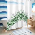 thumbnail image 5 of No Hook Shower Curtain, Green Blooms Floral Shower Curtains for Bathroom with See Through Top Window, Farmhouse Spring Flowers Botanical Waterproof & Washable Bath Curtain 66"x72", 5 of 9