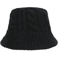 thumbnail image 4 of CoCopeaunts Womens Bucket Hat Solid Color Foldable Floppy Knit Bucket Cap Warm Wide Brim Cable Twist Pattern Fisherman Cap, 4 of 8
