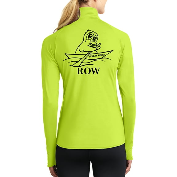 Womens "Penguin Power Row" 1/2 Zip Jacket - Charge Green, 2XL (back print)