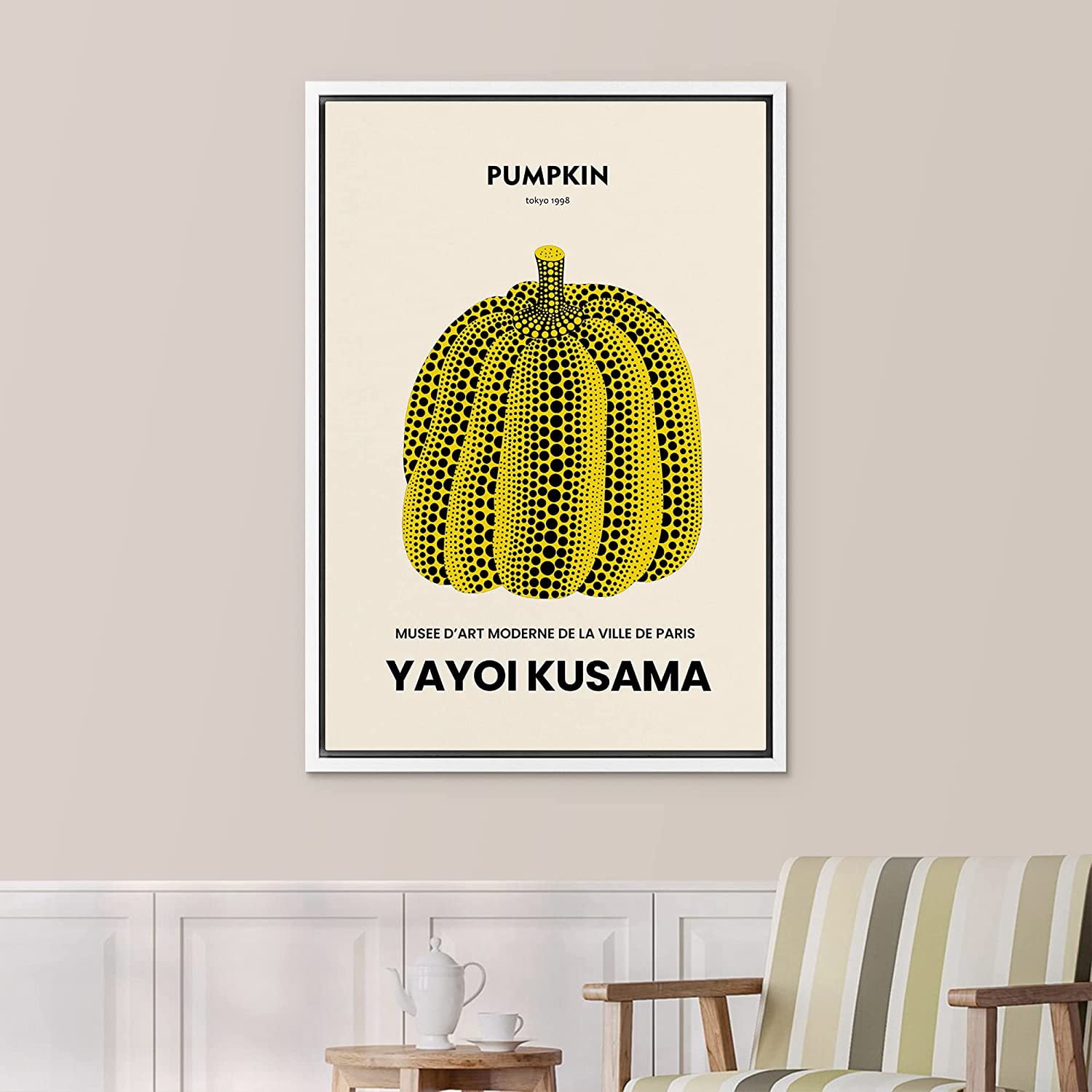 PixonSign Framed Canvas Print Wall Art Japanese Pumpkin Yayoi