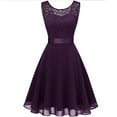 thumbnail image 1 of Gibobby Vestidos Casuales para Mujer Vestido de dama de honor de encaje floral corto para mujer Vestido de fiesta oscilante hasta la rodilla para mujer(Morado,XL), 1 of 4