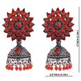 thumbnail image 2 of Efulgenz Indian Oxidized Jewelry Boho Vintage Tribal Crystal Faux Pearl Floral Dangle Statement Earrings for Women, 2 of 4