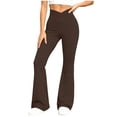 thumbnail image 2 of ThriftyPlait High Rise Flare Yoga Pants for Women Stretchy Crossover Waistband Flattering Bootcut Leggings Soft Workout Lounge Trousers for Gym, 2 of 7