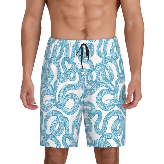 Fotbe Blue Snake Pantalones Cortos de Pijama para Hombre, Ropa de Dormir, Pantalones de Pijama Cortos para Hombre-Medium
