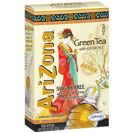 AriZona Sucre Thé vert Ginseng Drink Mix, 10 Ct