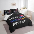 thumbnail image 3 of Manfei Eat Sleep Soccer Repeat Print Bedding Comforter Set 7pcs, Sports Theme King Bedding Sets for Boys, Football Game Bed Sheets, Breathable Home Decor, 3 of 8