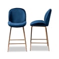 thumbnail image 4 of Baxton Studio Lander Modern Luxe and Glam Navy Blue Velvet Fabric Upholstered and Rose Gold Finished Metal 2-Piece, 4 of 7