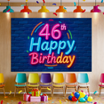 thumbnail image 6 of Neon Style 46th Birthday Banner Background Party Decoration Backdrop Photography Props for Birthday Party Celebrations Happy Birthday Decor for Photo Booth Setups, 6 of 7