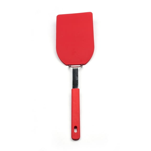 RSVP International Kitchen Tool Collection Flexible Nylon Spatula, Stainless Steel Handle, 13.5x3.75", Red