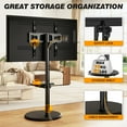 thumbnail image 3 of RTVR Mobile Floor TV Stand with Round Wooden Base for 32-65 inch Screens, Portable Swivel Tilt Adjustable TV Cart, Black, 3 of 10