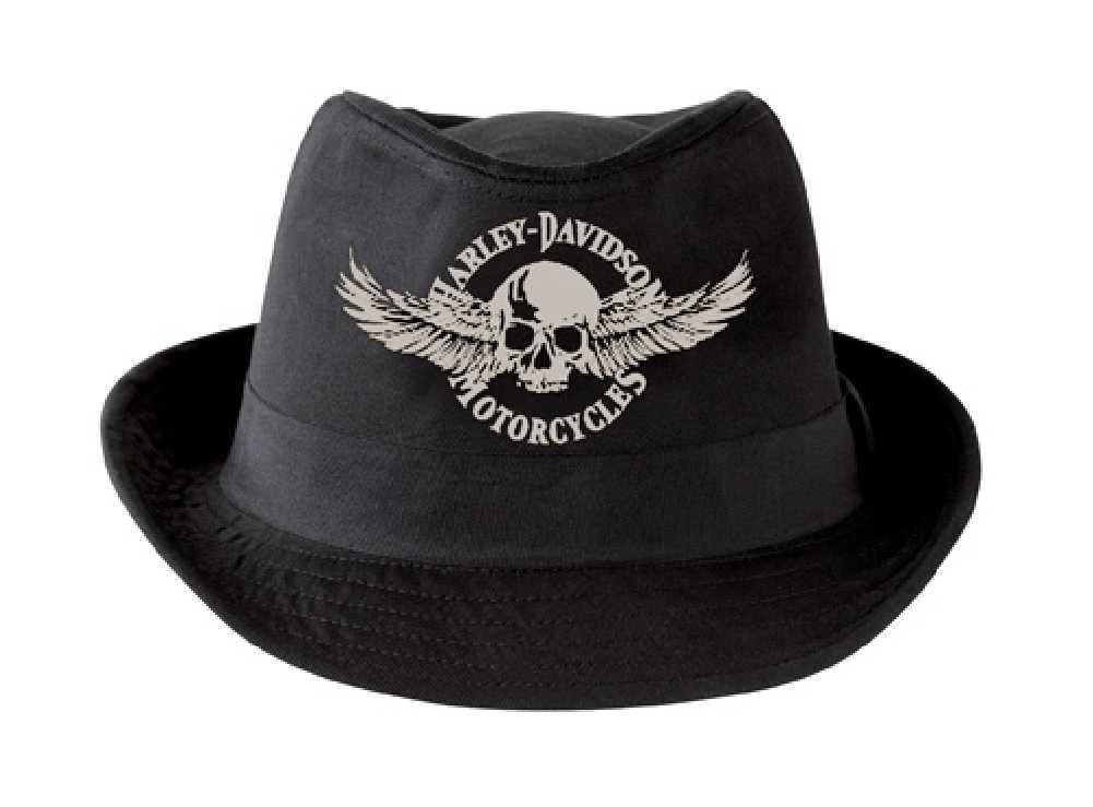Mens Winged Skull Fedora HD-437, Harley 