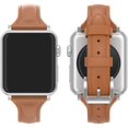 thumbnail image 2 of Wearlizer Brown Slim Leather Apple Watch Band 42mm 44mm 45mm for iWatch Womens Mens Top Grain Leather Thin Strap Series SE 7 6 5 4 3 2 1 Sport, 2 of 7