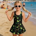 thumbnail image 3 of DISNIMO Jamaican Flag Print Girls Swimsuits Palm Tree Print One Piece Swimwear with Skirt Sleeveless Bathing Suit U Neck Swim Dress for Kids Girls, 3 of 8