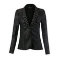 thumbnail image 1 of A2Y Women's Vertical Striped Slim Fit Long Sleeve One Button Work Office Jacket Blazer Black S, 1 of 5