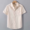 thumbnail image 4 of Betivan Men's Linen Lapel Short Sleeve Shirt Summer Casual Loose Fit Breathable Top, Soft Lightweight Comfortable Outfit for Daily, Office, Street, Vacation, 4 of 4
