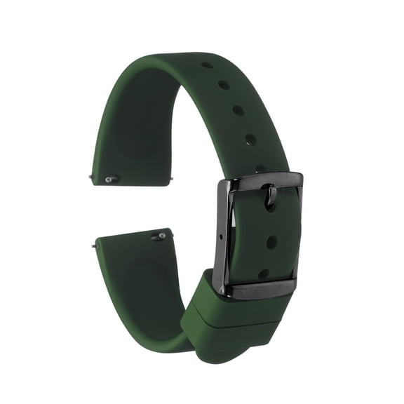Uxcell Silicone Watch Band 18mm Quick Release Rubber Replacement Watch Strap with Stainless Steel Black Clasp, Deep Green