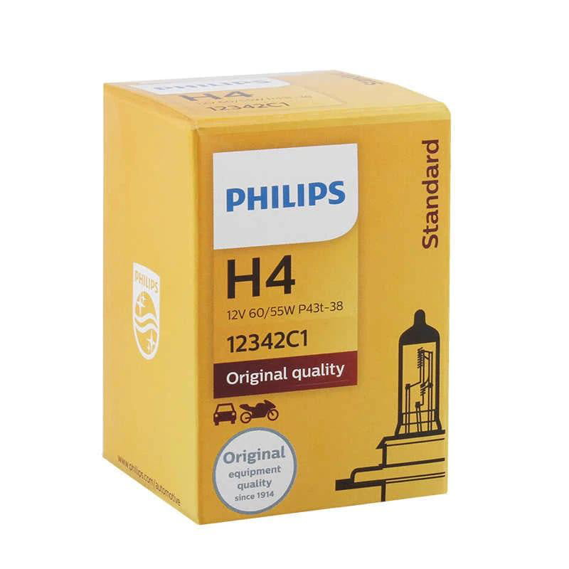 Philips H4 12342 12V 60/55W P43t-38 Original Equipment Standard Lamps  12342C1 Pack of 1 Bulb 