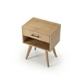 thumbnail image 2 of Camaflexi Mid Century Modern Nightstand 1 Drawer Night Stand with Open Shelf, Light Oak, 2 of 8