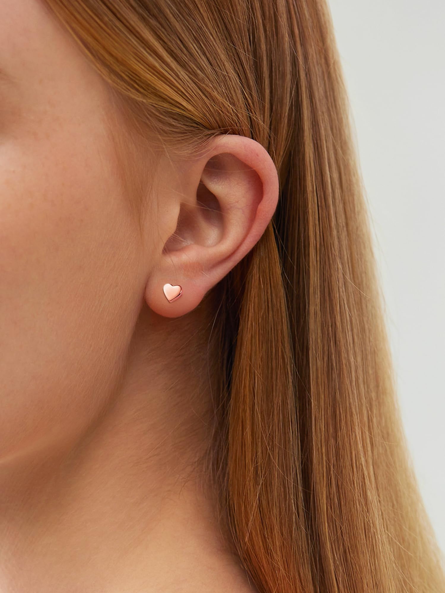 ChicSilver Rose Gold Plated Heart Earrings for Women 925 Silver Studs Statement Earring Trendy Valentines Earring Valentine's Day Gifts for Her