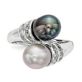 thumbnail image 4 of Sterling Silver Rh 7-8mm Black/Grey Rice Fwc Pearl Cz Ring (Size 8) Made In China qr6549-8, 4 of 4