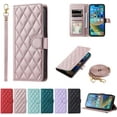 Faux Leather Flip Wallet Phone Case with Plugin Card Slot, Crossbody or Lanyardable, Full