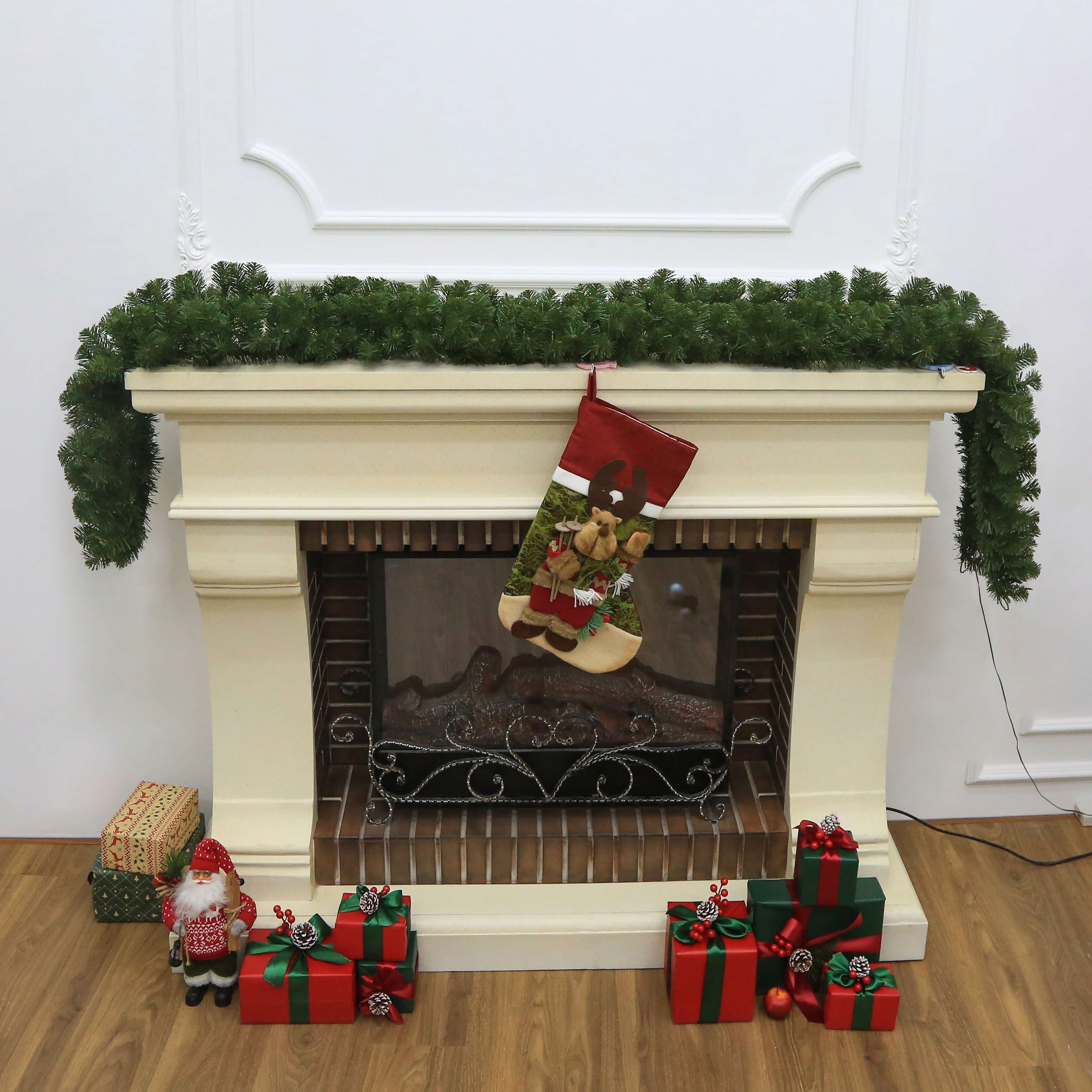 Holiday Time 197in Prelit Christmas Garland, Green, 150 Lights, HOLIDAY TIME PL 197IN PRELIT GARLAND