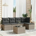 thumbnail image 1 of vidaXL 6 Piece Garden Sofa Set with Cushions Grey Poly Rattan, 1 of 5