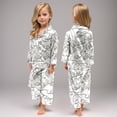thumbnail image 4 of WEIYLL Tenues pour Filles Ensemble Enfants Pyjamas Imitation Soie Dessinés à la Main Maison Blanc Rentrée des Classes Automne pour 3-4 Ans, 4 of 8