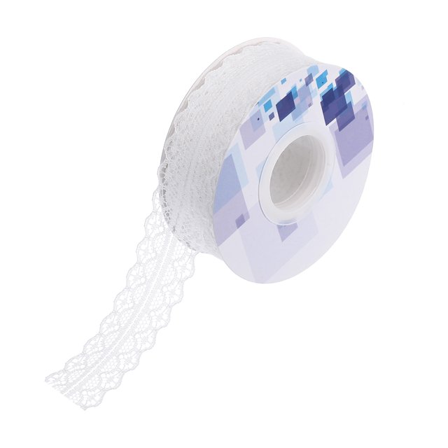 Unique Bargains 1.2 Inch Wide 25 Yard Lace Ribbon Floral Pattern White Lace Trim Ribbon for Gift Wrapping, Wedding Decor