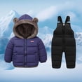 thumbnail image 2 of enyan Toddler Baby Coat Bear Hooded Winter Jacket Fleece Snowsuit Windproof Outerwear for Infant Boy Girl Blue，4-5 Years, 2 of 7
