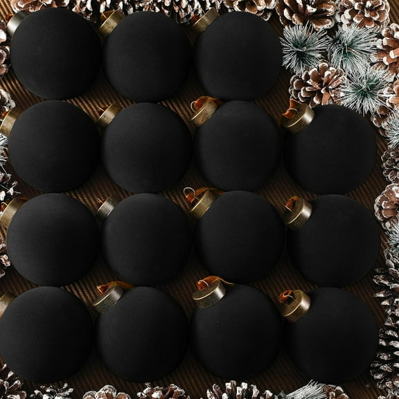 15 Pcs Velvet Christmas Balls Bulk Flocked Christmas Tree Ball Ornaments Plastic Xmas Decorative Hanging Ornaments